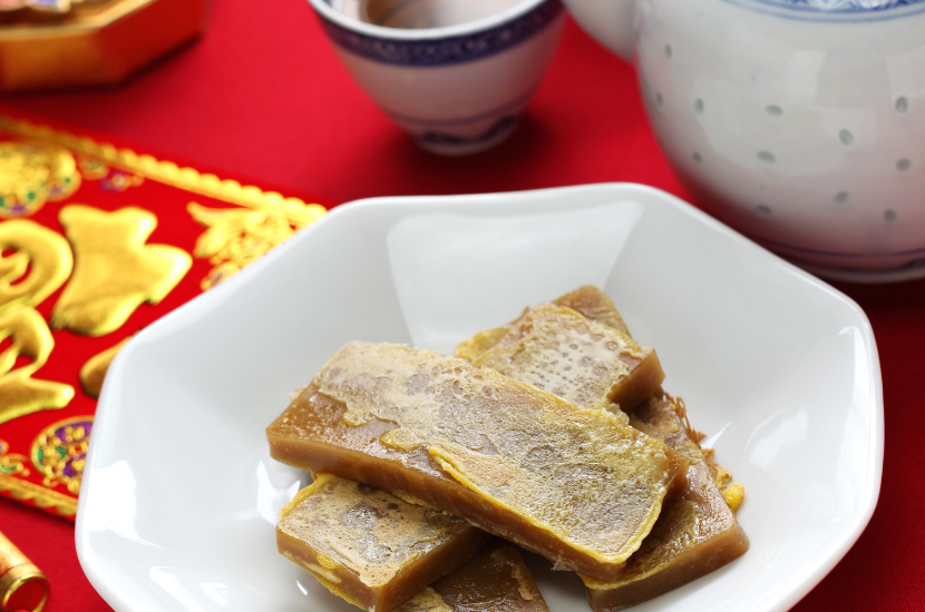 Sliced and fried niangao from Chinese New Year